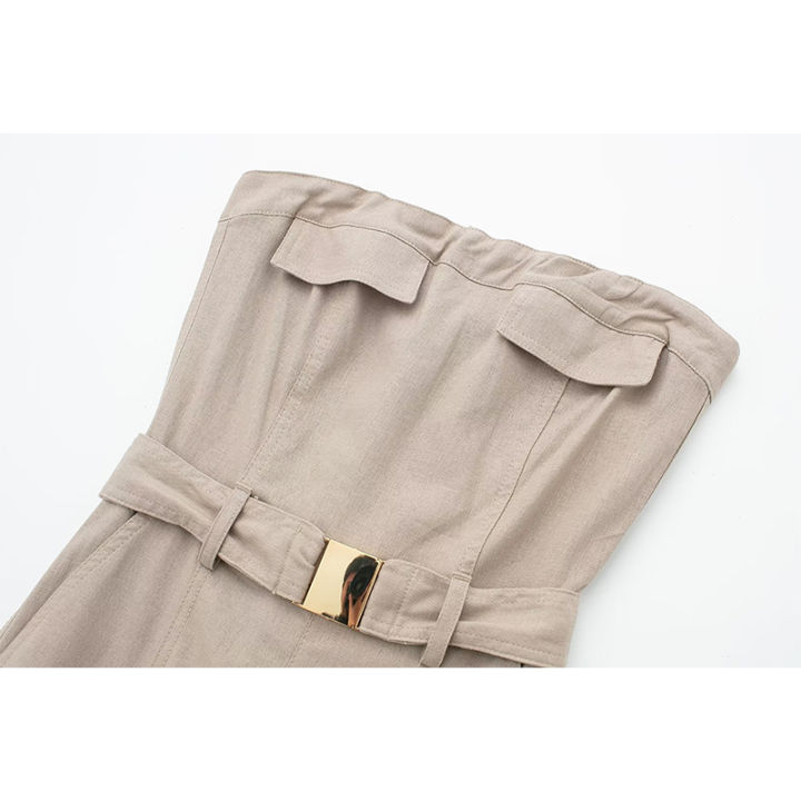 yenkye-2023ผู้หญิงเซ็กซี่ที่ไม่มีสายหนังด้วยเข็มขัดผ้าลินินผสมขนส่งสินค้า-j-umpsuit-วินเทจกระเป๋าหญิงยาวเสื้อคลุมหลวมๆ