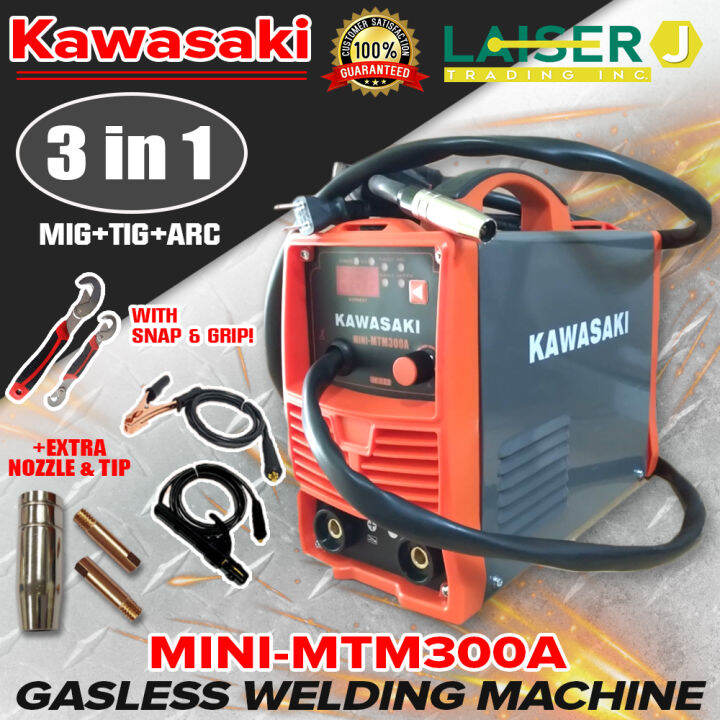 Kawasaki Inverter Welding Machine 300A Gasless MIG / TIG / ARC DIGITAL Heavy Duty with Snap and