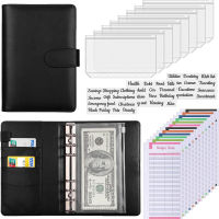 A6 Budget Binder with Cash Envelope Savings Book Budget Planner PU Leather Laptop Binder with Binder Pocket Cash Fill Folder