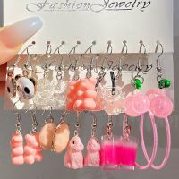 ﹍۩  Pink Cartoon Earrings Set Dangle Earring Jewelry