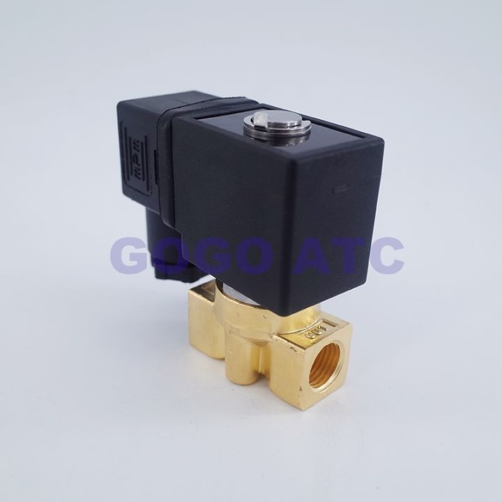 gogo-2-way-brass-water-solenoid-valve-0-pressure-start-g1-8-220v-ac-24v-dc-0-40-20-15-10bar-normal-close-pu-with-plug-type-nbr