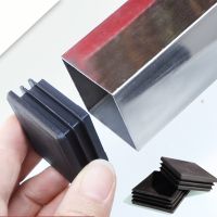 6-12pc Square plastic plug desk Steel pipe Leg cap hole dust cover black furniture floor protection pads Decorative hardware