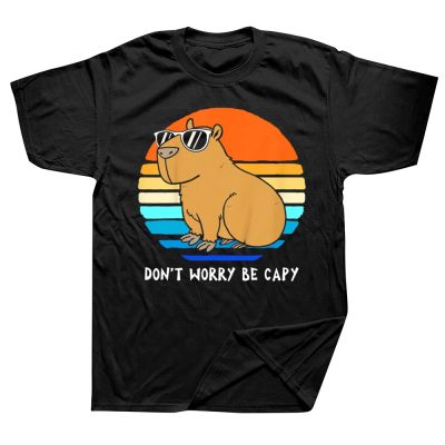 Retro Funny Capybara Dont Be Worry Be Capy T Shirts Graphic Cotton Streetwear Short Sleeve Birthday Gifts T-shirt Mens Clothing XS-6XL