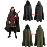 Mens Ancient Hooded Cloak Adult Medieval Hunter Archer Cape Wizard Celtics Warrior Coat Cosplay Clothing Stage Drama Costume