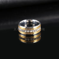 【cw】 Brocade Factory Wholesale Stainless Steel Great Wall Diamond-Studded Ring eBay Hot Titanium Steel Ring Cross-Border ！