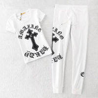 ผู้หญิง Ed Hardy Diamond พิมพ์ Rhinestone Cross Letter Slim Tracksuits เสื้อยืดแขนสั้น + กางเกงยาว2ชิ้นชุด Suits