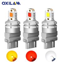 OXILAM 2ชิ้น3157 3057 T25 PY27/7W หลอดไฟ LED Canbus ป้องกันไฮเปอร์แฟลชสำรองไฟสัญญาณเลี้ยวและหยุดเบรกท้ายอัตโนมัติรถยนต์