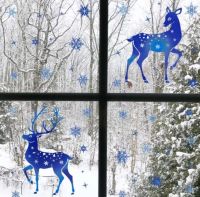 1Set Removable Christmas PVC Static Sticker Elk Window Stickers Beautify Snowflake Wall Decals New Year Party Home Glass Decor
