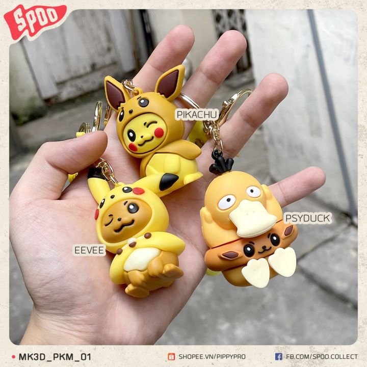 Móc Khóa PVC Pokemon Pikachu Eve Psyduck Cosplay 3D Dễ Thương ...