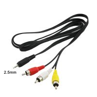 1x 2.5mm Mini Stereo Aux Male to 3 RCA Male Plug Connector Adapter Audio AV Video Cable Cord 1.5m/5ft