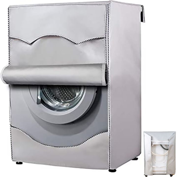 ฝาครอบเครื่องซักผ้าร้อนฝาครอบเครื่องซักผ้าสำหรับเครื่องโหลดด้านหน้ากันน้ำกันฝุ่นหนาขึ้นพร้อมขอบม้วน