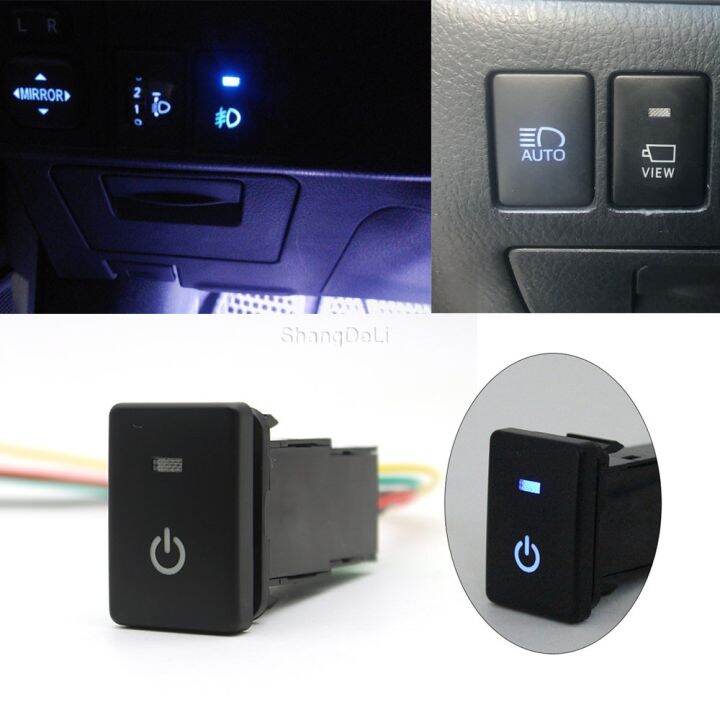 1 Pc Blue LED DRL Light Bar Power On Off Rearview Mirror Heating Push