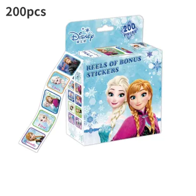 200pcs Genuine Frozen Childrens Roll Sticker Elsa Princess Reward Sticker Mickey Bear Piglet Cartoon Roll Sticker