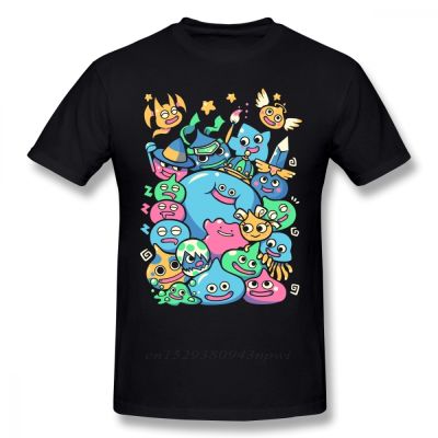 Dragon Quest T Shirt Slime Party T-Shirt Funny Beach Tee Shirt 100% Cotton Printed Man Short Sleeves Oversize Tshirt