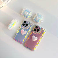 [i14] พร้อมส่งในไทย Set case เคสสำหรับ iPhone+Airpods ลายโฮโลแกรมด้านหัวใจนูน heart hologram x-11,11promax,12,12Pro,12Promax,13,13Pro,13Promax,14,14Pro,14Promax