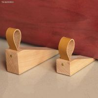 ✲ 1Pc Solid Wood Door Stopper Non-Slip Door Stops Baby Protect Leather Rope Wedge Anti-collision Gate Decor Nail-free Hardware