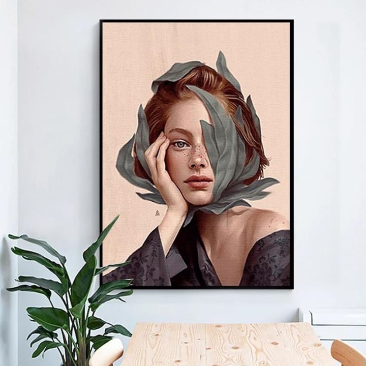 creative-anime-alien-girl-canvas-painting-bird-leaf-flowers-butterfly-poster-print-wall-art-for-living-room-girl-room-home-decor