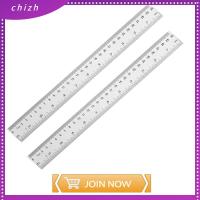 CHIZH 2 Pcs ชุดเซ็ต ไม้บรรทัดตรงตรง โลหะสำหรับตกแต่ง ตาชั่งขนาด เครื่องมือวัดขนาด ยืดหยุ่นได้ เหล็กไร้สนิม ไม้บรรทัดโลหะสำหรับตกแต่ง ออฟฟิศสำหรับทำงาน