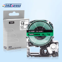 InkExpress 18mm SC18GW Tape For Epson SC18GW Tape King Jim LC-5GBP Labels Black on Green For Epson LW-500 LW-400 Label Maker