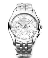 นาฬิกาข้อมือผู้ชาย ARMANI Classic Chronograph Silver Tone Dial Stainless Steel Bracelet Men Watch AR