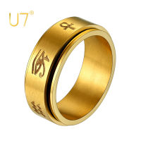 U7 Eye of Horus Ring for Men Women Stainless SteelR BlackGold Plated Ankh Design Talisman Protection Jewelry Egyptian Ring