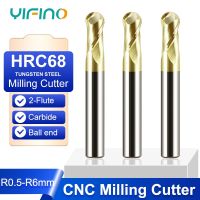 YIFINO HRC68 โลหะผสมไทเทเนียมพิเศษ BallEnd Cutter Series เครื่องตัดเหล็กทังสเตนเครื่องตัดมิลลิ่งคาร์ไบด์ 2 ร่องทรงกลม