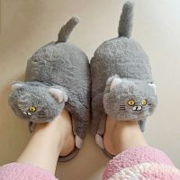 2022 Critter Kitty Slippers Women 39;s Fluffy Home Shoes Cuddle Kitten Blue Cat Slipper Girl Woman Indoor House Slipper With Cats