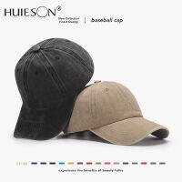 【Huieson】หมวกเบสบอลสำหรับผู้หญิงหมวกเสื่อปิกนิกกันน้ำสีดำแนวโบราณหมวกแก๊ปผ้าฝ้ายล้างสำหรับผู้ชาย