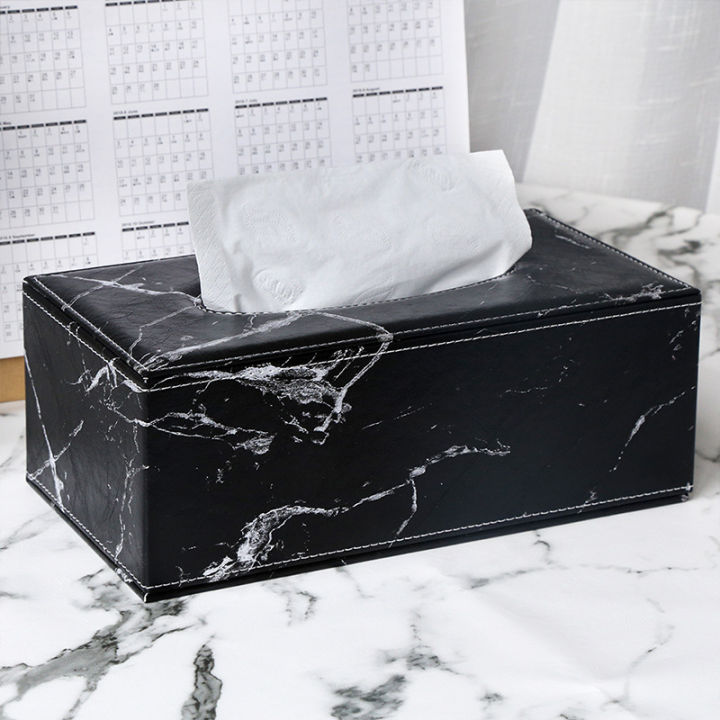 orzer-กล่องทิชชู่-ลายหินอ่อน-ของแต่งบ้าน-tissue-box-luxury-marble-collection-สีดำ