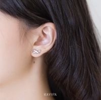 (Pre order) RAVIPA - ORIGINAL INFINITY EARRINGS - ต่างหูเงินแท้ชุบทองคำขาว