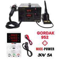 GORDAK 952 (ดิจิตอล) เครื่องเป่าลมร้อนพร้อมหัวเเร้ง+NICE-POWER (30V5A) พาวเวอร์ซัพพลาย