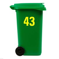 YELLOW HI VIZ WHEELIE BIN RECYCLE NUMBERS OR RECYCLING STICKERS X 4