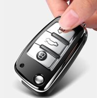 【LZ】✳✲☢  TPU e ABS Caso Capa Chave Do Carro para Audi Dobrável Remoto Keyless Alta Qualidade A8 A6 A3 Q3 Q7 R8