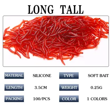 200pcs/lot 3.5cm Simulation Earthworm Red Worms Artificial Soft Bait  Fishing Lure With Lifelike Fishly Smell