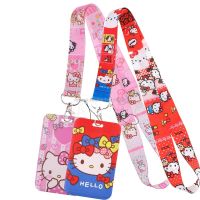 Anime Hello Kitty Cartoon Lanyard Keychain Cord ID Card Holder USB Badge Holder Phone Strap Necklace Lariat for Kids Gift