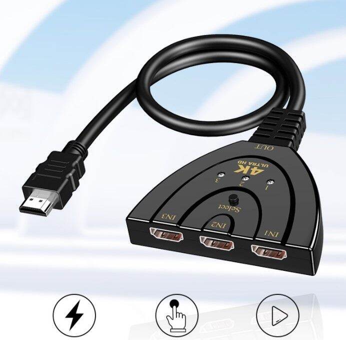 Adapter แปลง HDMI 3IN1 4K* HDMI Multi Display Auto Switch Hub ส่งเร็ว