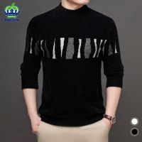 【YD】 Warm Sweaters Men Fashion Pattern Korean Thick Streetwear Half Turtleneck Sweater Pullovers Male