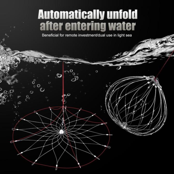กรงตกข่ายสำหรับตกปลาปิดเปิดอัตโนมัติสำหรับตกข่ายสำหรับตกปลาเบ็ดตกปลาเรืองแสงอุปกรณ์ตกปลากลางแจ้งที่มั่นคงและราบรื่นยุบได้