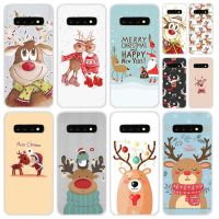 ✐۞♝ Soft Silicone Case For Samsung Galaxy S21 S20 Uitra S10 S9 S8 Plus Lite Ultra S20fe S10e S7Edge Cute Christmas Deer