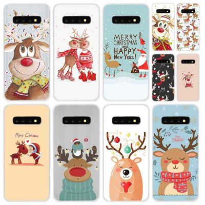 ✇❏ Soft Silicone Case For Samsung Galaxy S21 S20 Uitra S10 S9 S8 Plus Lite Ultra S20fe S10e S7Edge Cute Christmas Deer