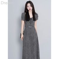 Amazing waist elegant fashionable summer dress womens lace-up design retro dress new dress V729