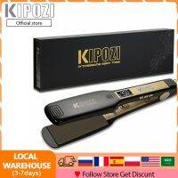 KIPOZI ที่รีดผมไอน้ำทำให้ผมตรงมืออาชีพขนาด1.75นิ้วจอแสดงจอ LCD กว้างผมจัดแต่งทรงผมไอน้ำทำจากเซรามิกสีดำ