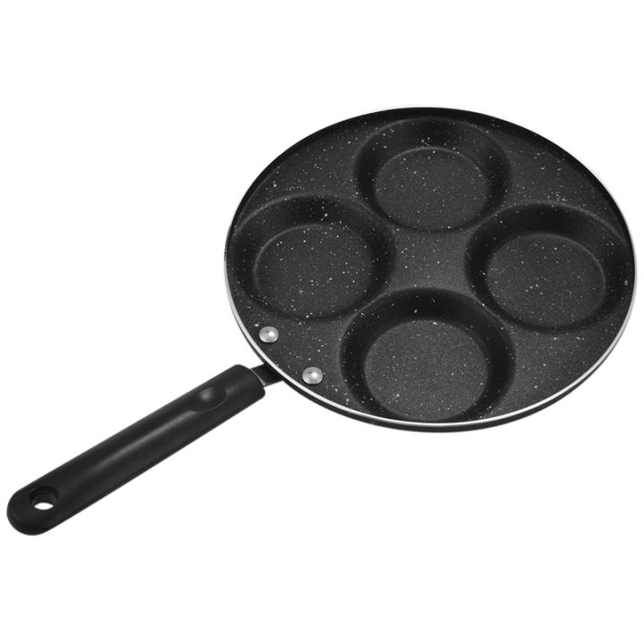 4 Holes Frying Pot Pan Black Thickened Kitchen Omelet Non-Stick