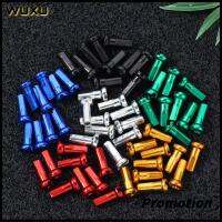 WUXU 10/20/50pcs 6 สี โลหะผสมอโนไดซ์ 14mm อุปกรณ์เสริมล้อจักรยาน จุกนมจักรยาน จุกนมซี่ล้อ หลากสี