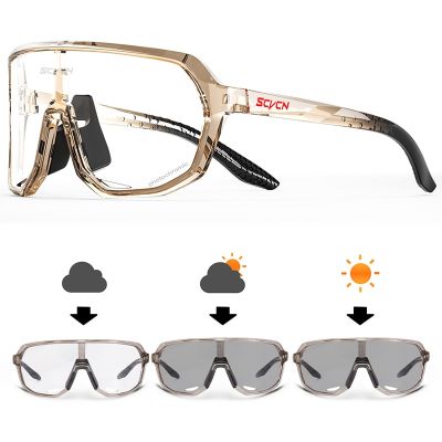 SCVCN Photochromic Cycling Glasses UV400 Cycling Sunglasses Sports Bicycle Eyewear Bike Goggles Outdoor MTB Sunglasses Eyepieces Goggles