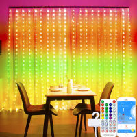 Smart LED Curtain String Christmas Lights Decoration App Remote Control Fairy USB Garland Lamp Navidad Wedding Bedroom Outdoors