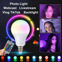 Angella E27 RGB หลอดไฟ LED Multicolor บรรยากาศไฟกลางคืน Livestream แสงสำหรับห้องนอนตกแต่งห้องพื้นหลังผนัง Tiktok โคมไฟ