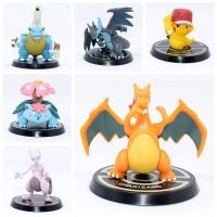 ELLISWJ Squirtle Collectible Charizard X Charizard Mewtwo โมเดลของเล่นตุ๊กตาขยับแขนขาได้ Pokemon Figure Pikachu