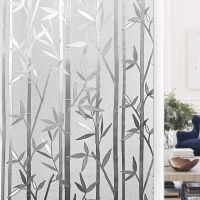 Bamboo Window Film for Privacy Frosted Window Film Perfect for Bathroom Livingroom and Office Static Cling Adhesive Film Window Sticker and Films