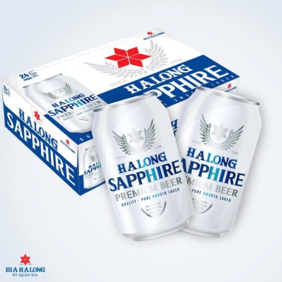 Bia hạ long sapphire premium thùng 24 lon x 330ml - ảnh sản phẩm 1